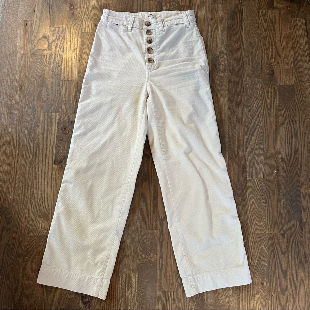 Marine Layer Corduroy Bridget Wide Leg Crop in Cream, Size 6